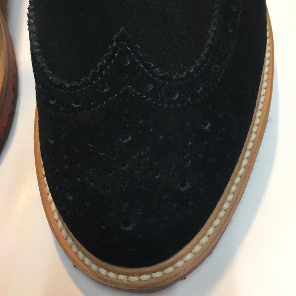 J Crew Kenton Suede Wing Tips Oxford Shoes Men's 10 Black Classic Academia - Picture 4 of 16